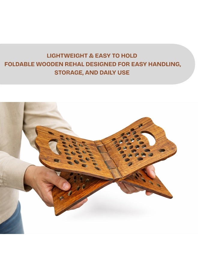 ARABIQO Wooden Quran Folding Stand (Rehal/Rahle) – Arabic Islamic Book Holder for Quran, Foldable Wooden Quran Stand for Ramadan, Salah & Daily Recitation, Home & Masjid Use (Medium) - Image 5